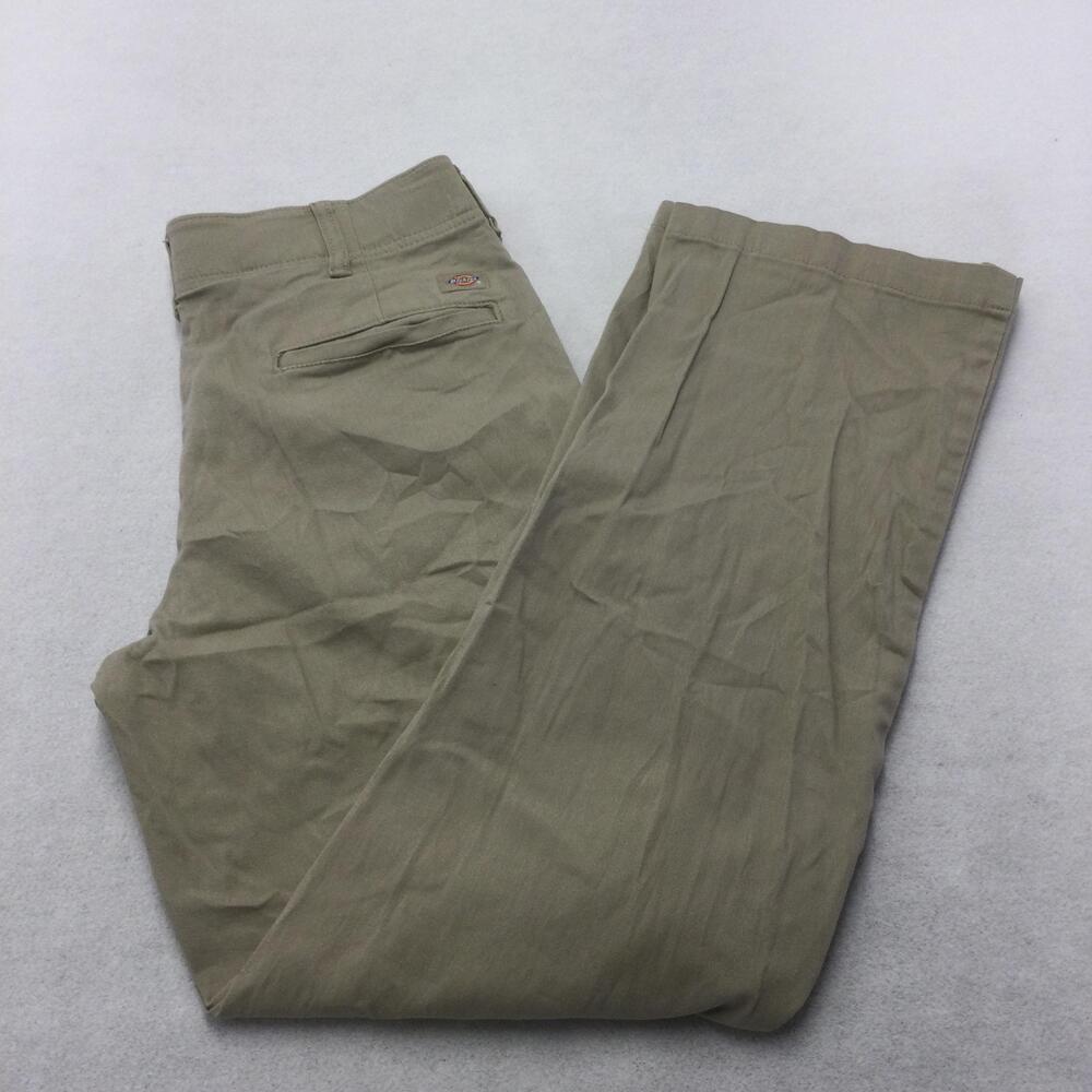 Dickies FLEX Cargo Pants Mens 32x32 Beige Canvas Straight Leg Workwear Stretch